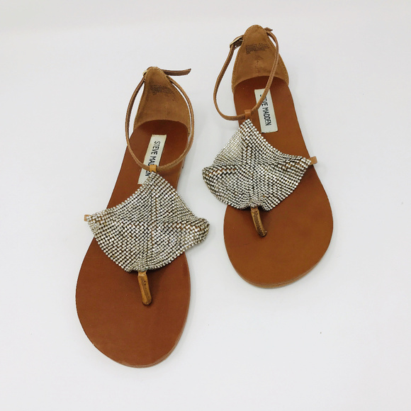 Steve Madden Rhinestone Shineyy Sandals Cognac - Picture 3 of 7